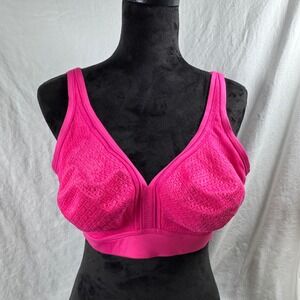 Women's‎ Cacique 40D Pink Lace Unlined Wire Free Comfort Bra